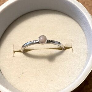 Sterling Silver Rose Quartz Skinny Stacker Ring